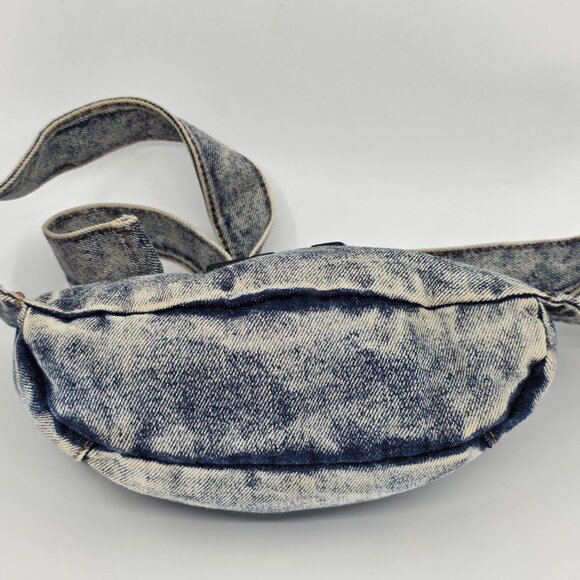 Vintage 80s SHANE Acid Wash Denim Fanny Pack Belt Bag Crossbody Y2K Grunge - Picture 5 of 7